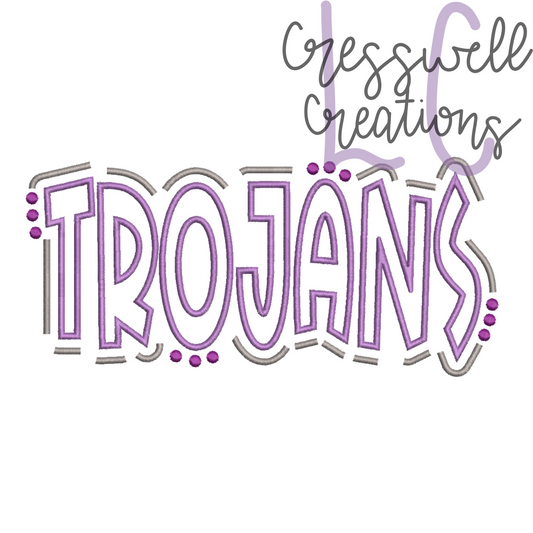 Trojans Doodle Outline Machine Embroidery Design