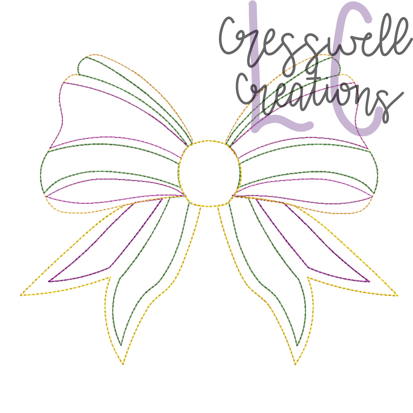 Mardi Gras Bow Bean Stitch Applique Machine Embroidery Design