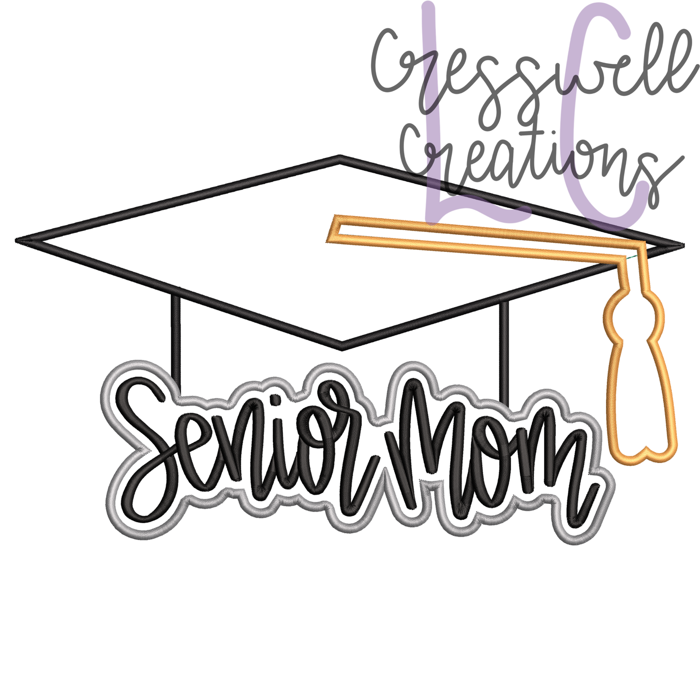 Senior Mom Grad Cap Applique Embroidery Design
