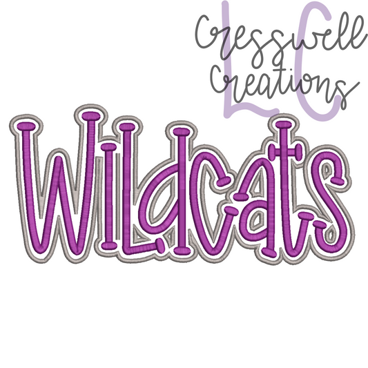 Wildcats with Outline Machine Embroidery Design