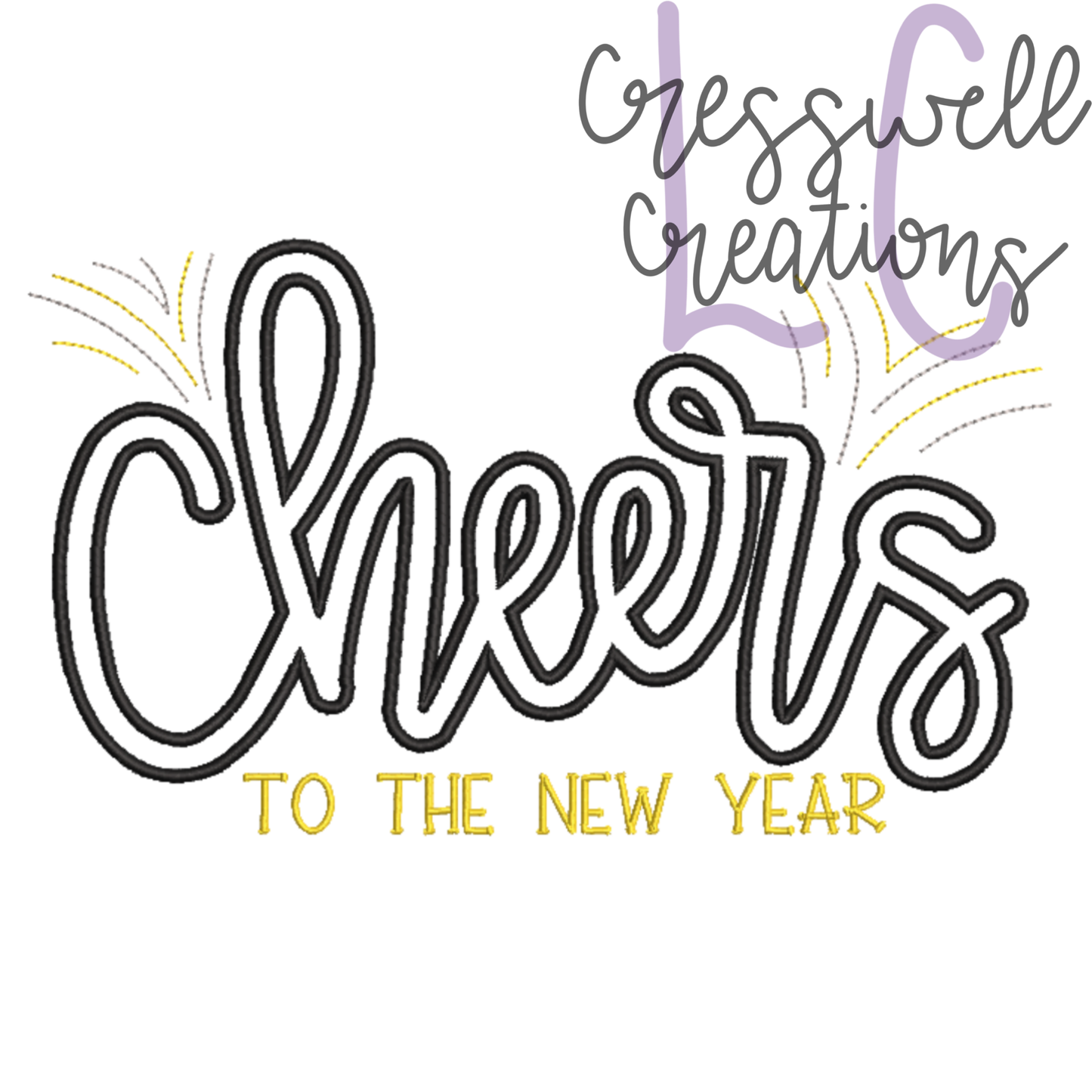 Cheers To The New Year Satin Applique Machine Embroidery Design