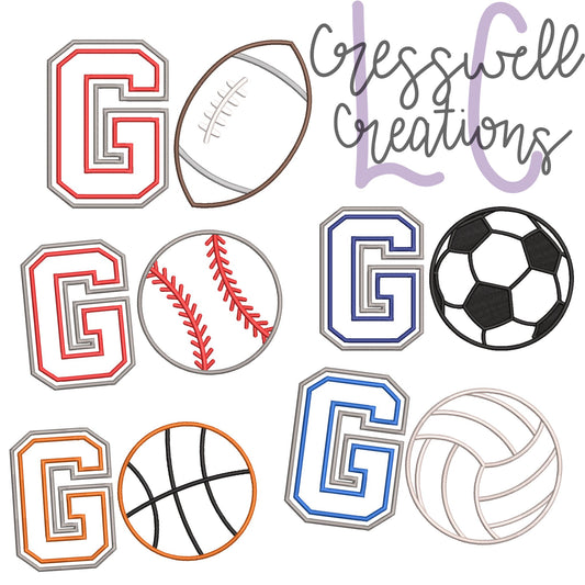 GO Sports Bundle Applique Machine Embroidery Designs