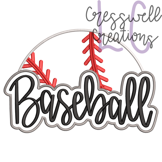 Baseball Applique Embroidery Design