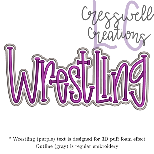 Wrestling 3D Puff  Machine Embroidery Design