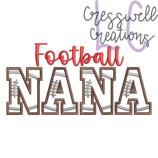 Football Nana Applique Machine Embroidery Design // Includes Ball Design for Sleeves
