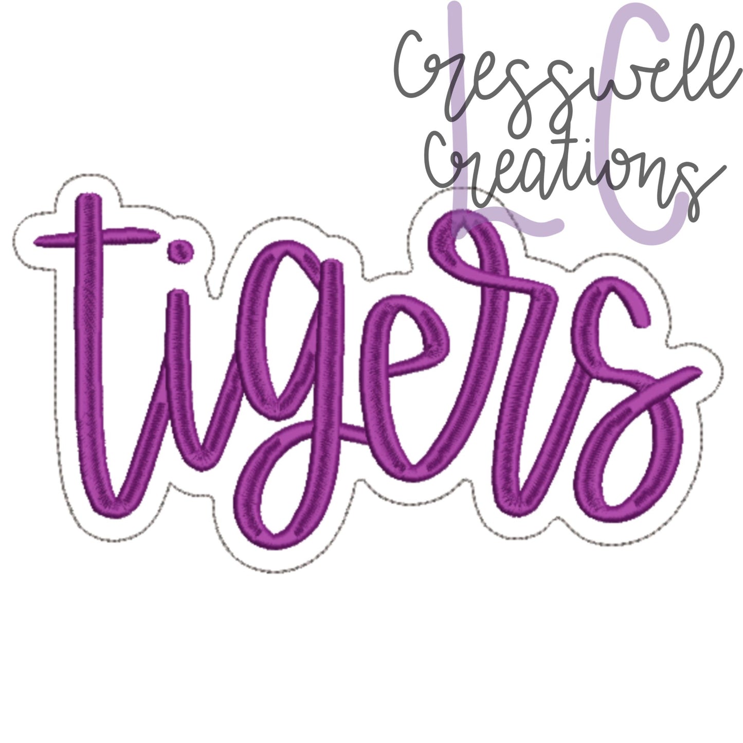 Tigers Satin Lettering With Bean Stitch Applique