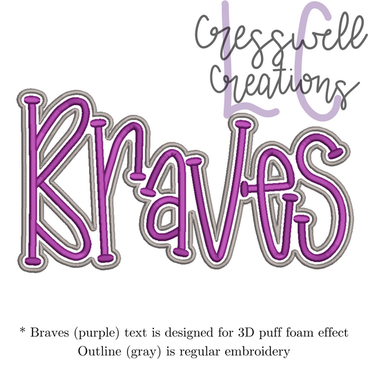 Braves 3D Puff  Machine Embroidery Design