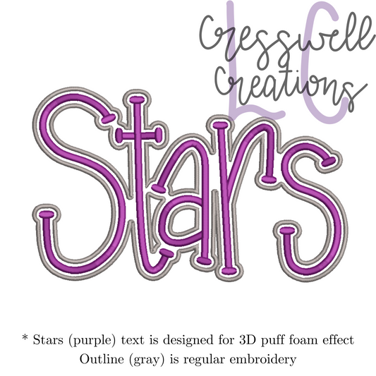 Stars 3D Puff  Machine Embroidery Design