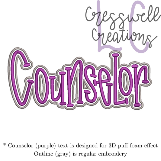 Counselor 3D Puff  Machine Embroidery Design