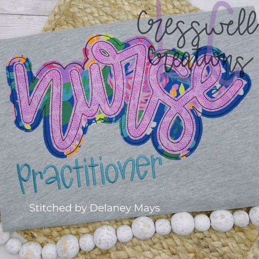 Nurse Bean Stitch Double Applique Machine Embroidery Design