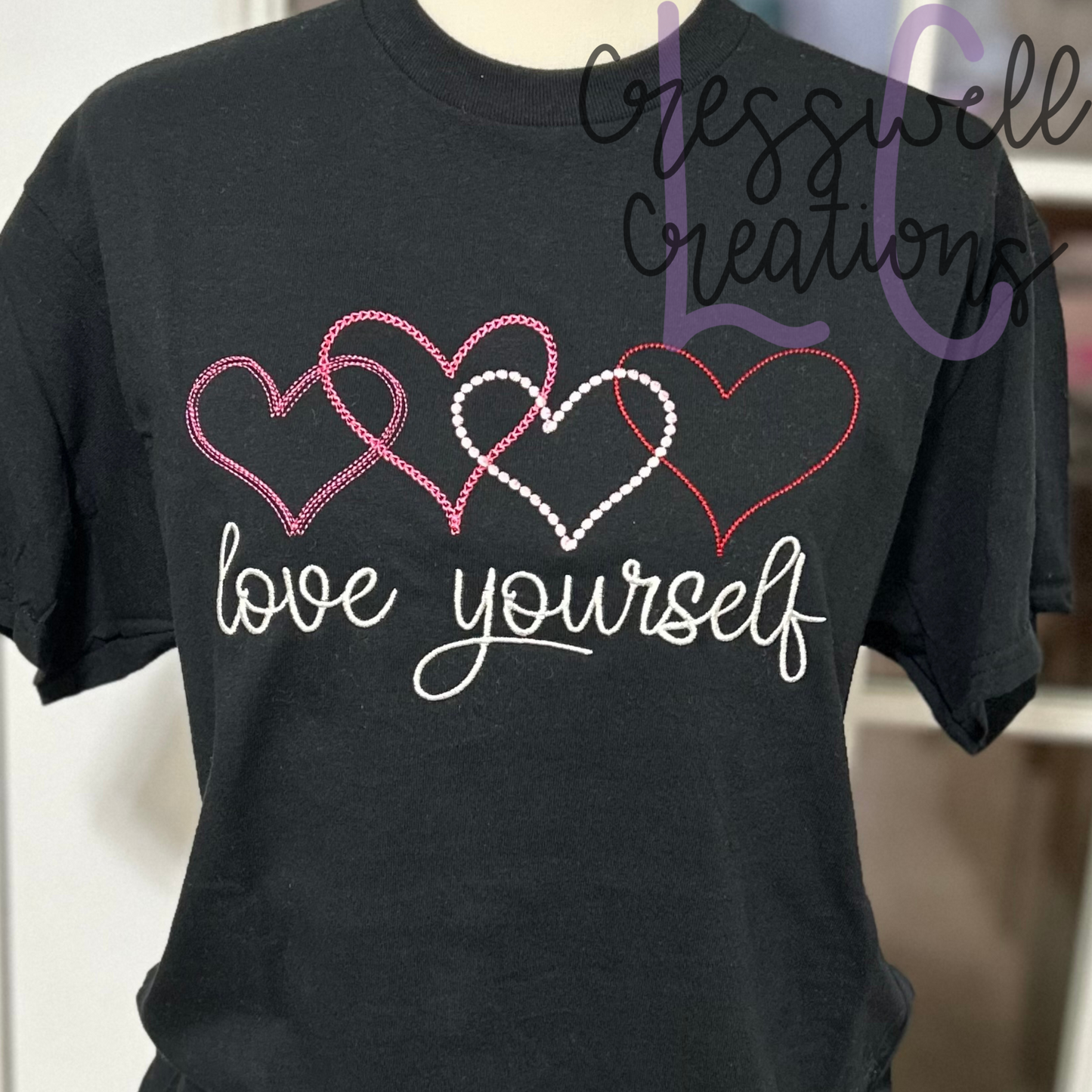 Love Yourself Hearts Machine Embroidery Design