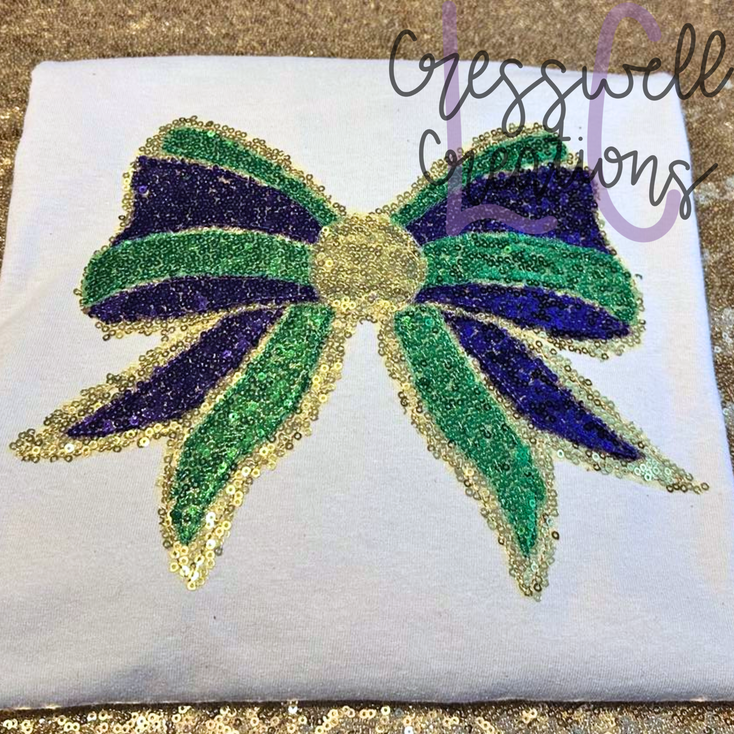 Mardi Gras Bow Bean Stitch Applique Machine Embroidery Design