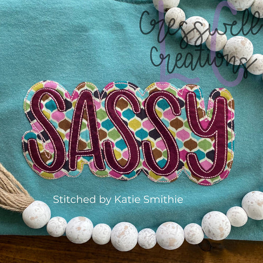 Sassy Bean Stitch Double Applique Machine Embroidery Design