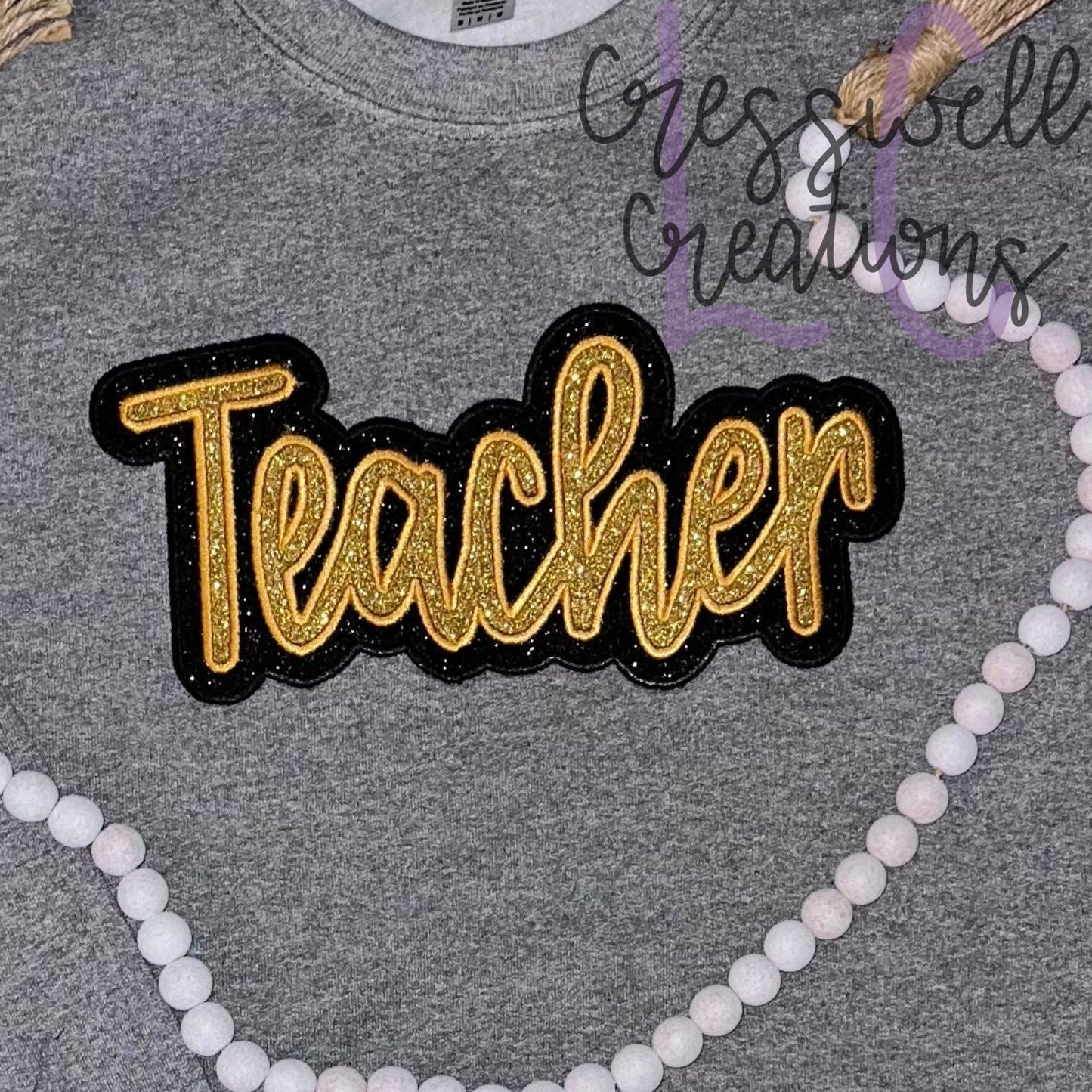 Teacher Satin Stitch Double Applique