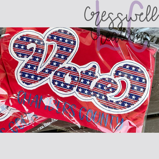 Vote Bean Stitch Double Applique Embroidery Design