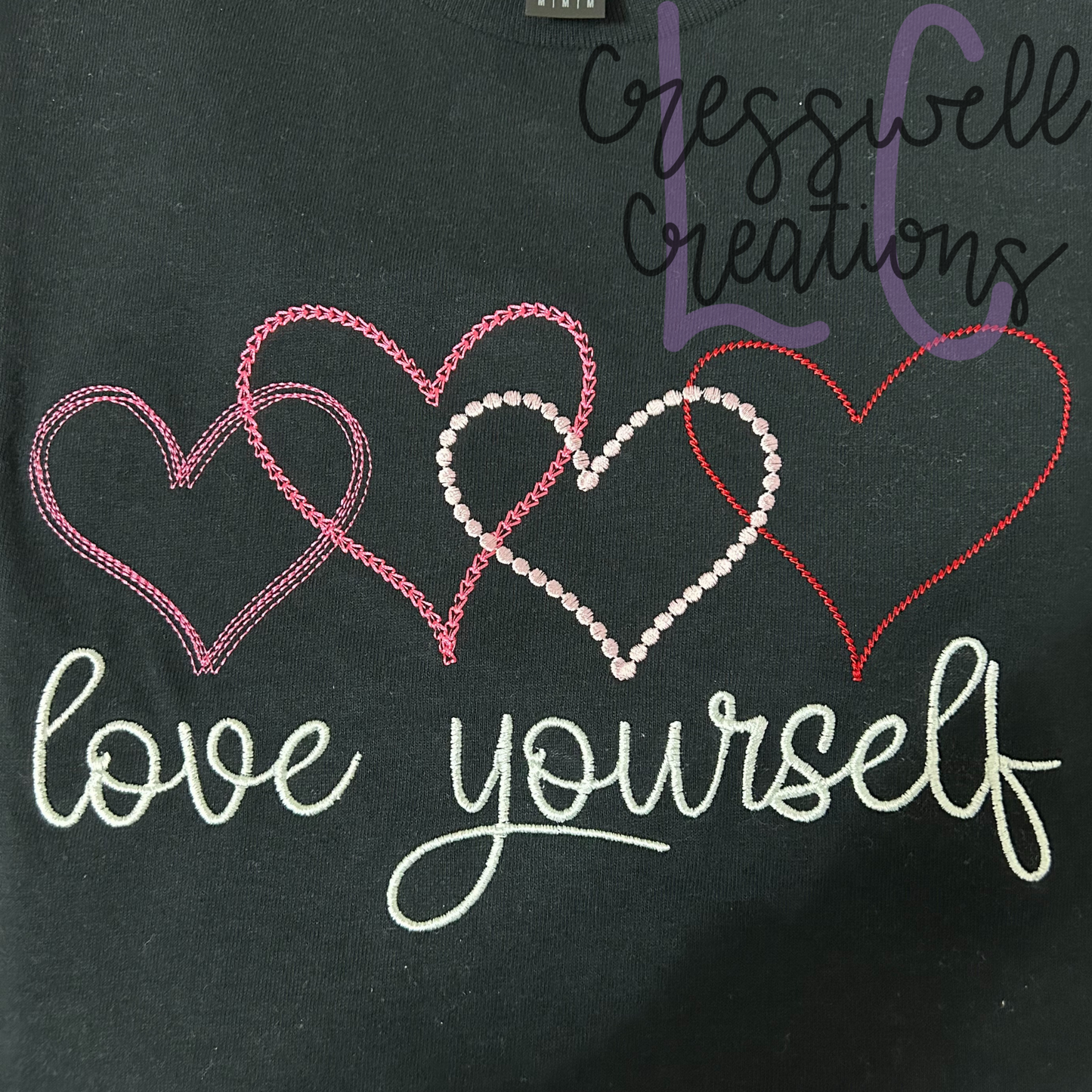 Love Yourself Hearts Machine Embroidery Design