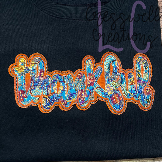 Thankful Bean Stitch Double Applique Embroidery Design