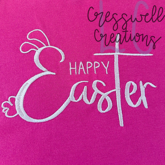 Happy Easter Bunny Script Machine Embroidery Design