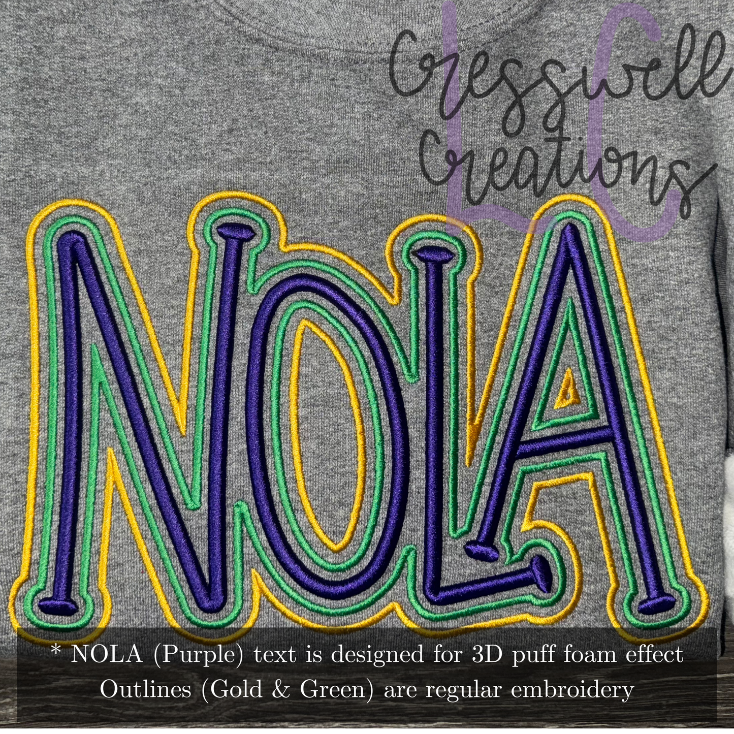 NOLA 3D Puff  Machine Embroidery Design