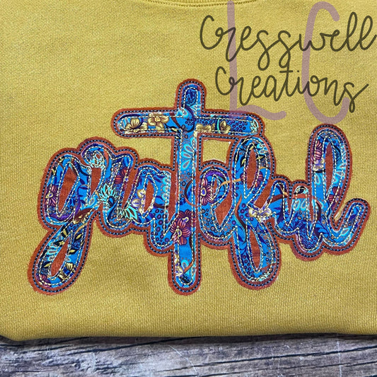 Grateful Bean Stitch Double Applique Embroidery Design