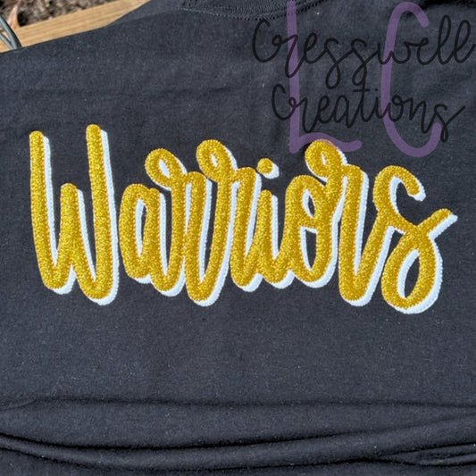 Warriors Shadow Bean Stitch Double Applique