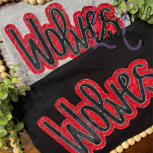 Wolves Bean Stitch Double Applique Embroidery Design