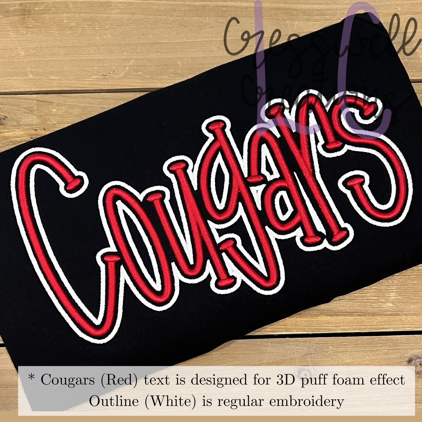 Cougars 3D Puff  Machine Embroidery Design