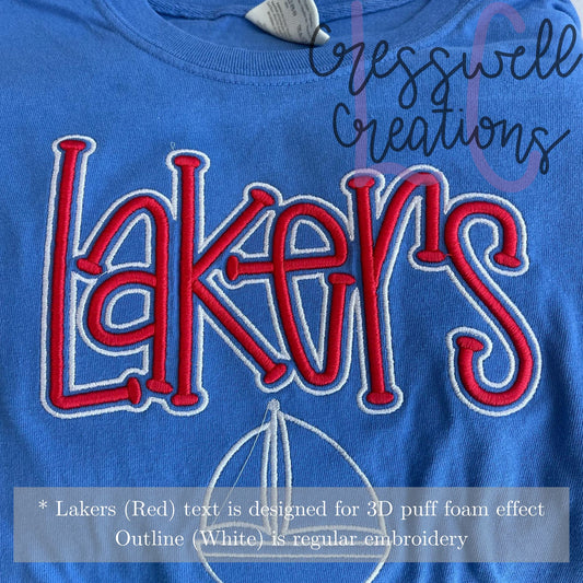 Lakers 3D Puff  Machine Embroidery Design