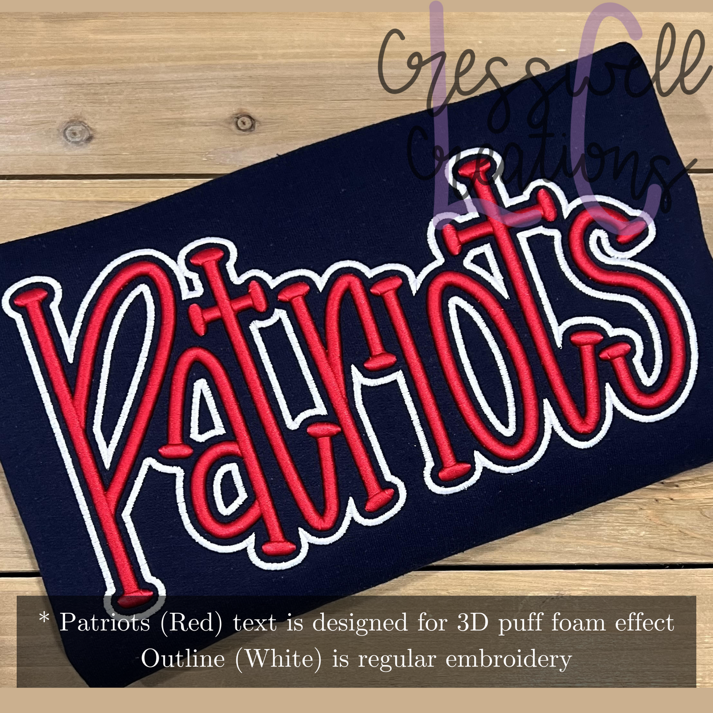 Patriots 3D Puff  Machine Embroidery Design