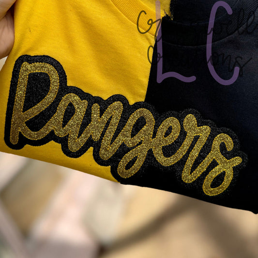 Rangers Bean Stitch Double Applique Embroidery Design
