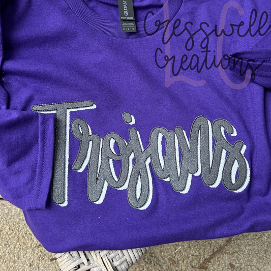 Trojans Shadow Bean Stitch Double Applique