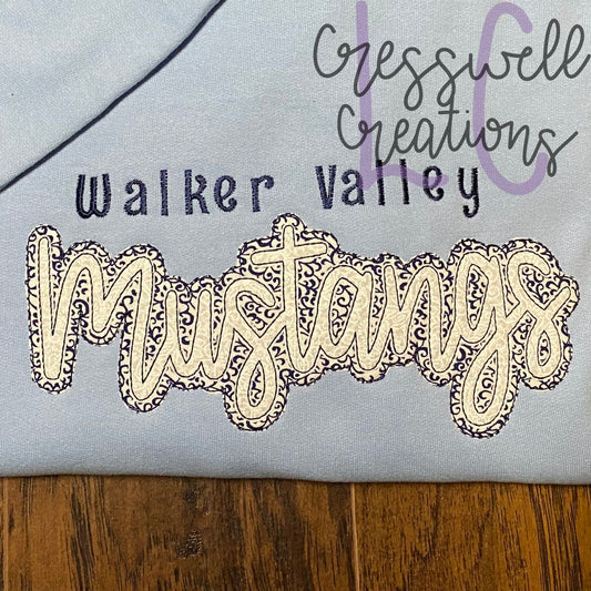 Mustangs Bean Stitch Double Applique