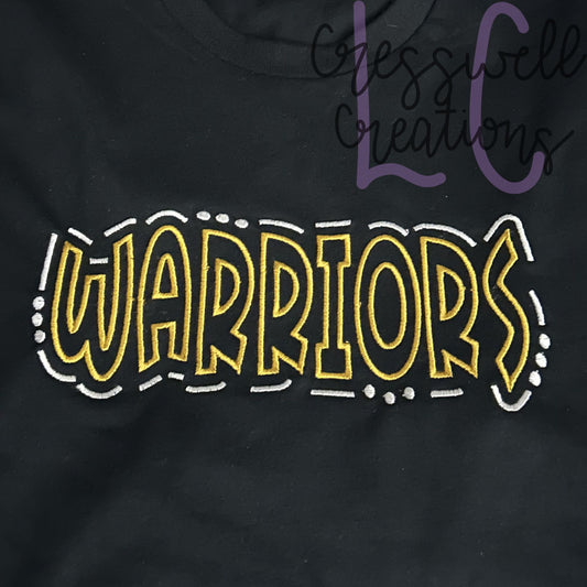 Warriors Doodle Outline Machine Embroidery Design