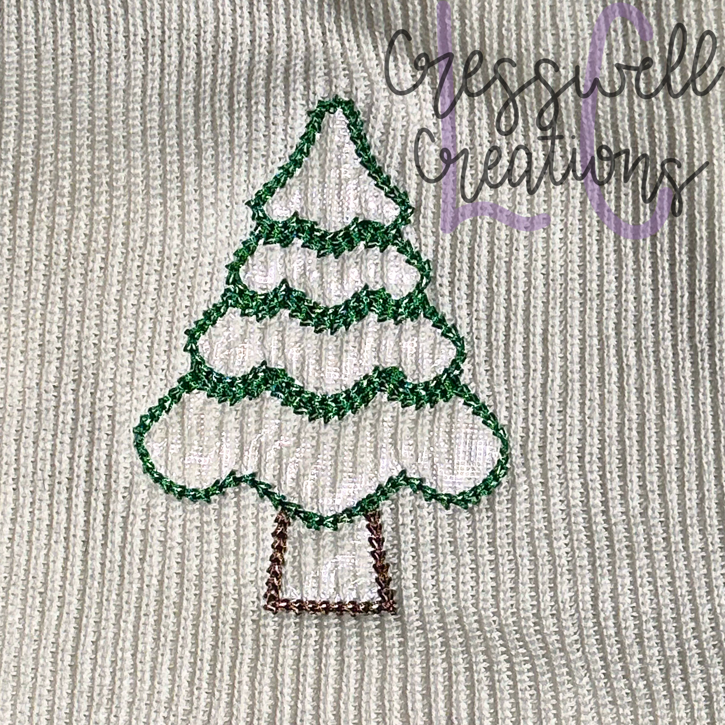 Christmas Tree Chain Stitch Machine Embroidery Design