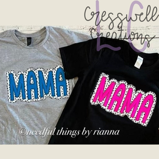 MAMA Zig Zag Stitch Applique Embroidery Design
