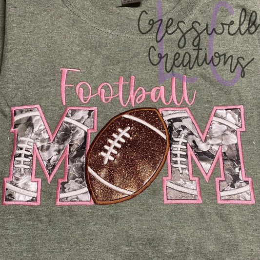 Football Mom Applique Machine Embroidery Design // Includes Design for Sleeves