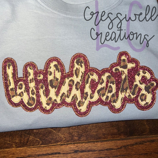 Wildcats Bean Stitch Double Applique Embroidery Design