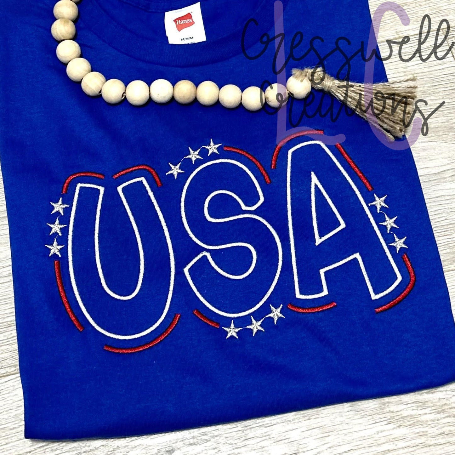 USA Doodle Outline With Stars Machine Embroidery Design