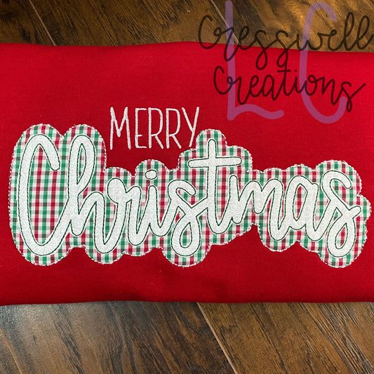 Merry Christmas Bean Stitch Double Applique