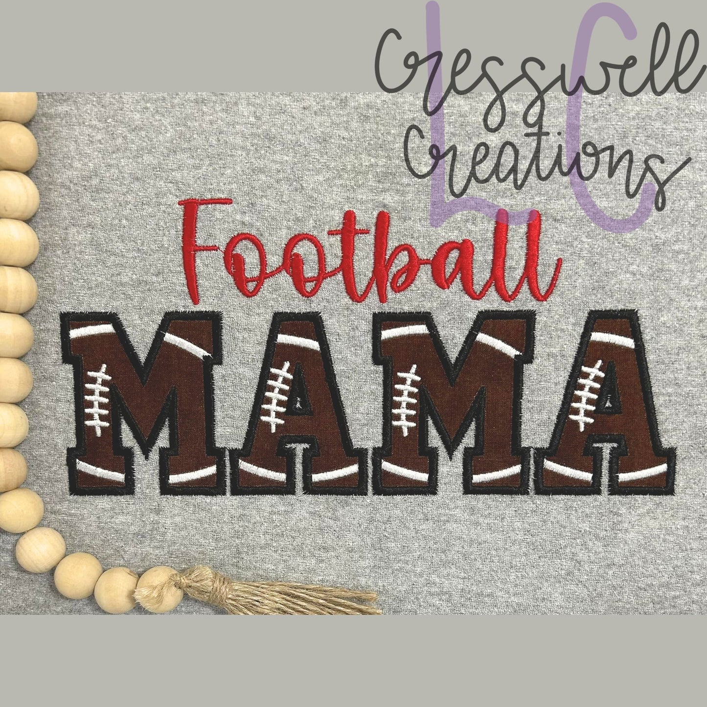 Football Mama Applique Machine Embroidery Design // Includes Ball Design for Sleeves