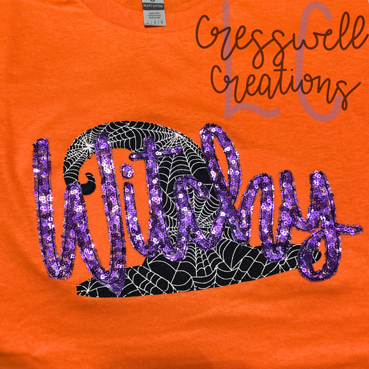 Witchy with Hat Bean Stitch Applique Embroidery Design