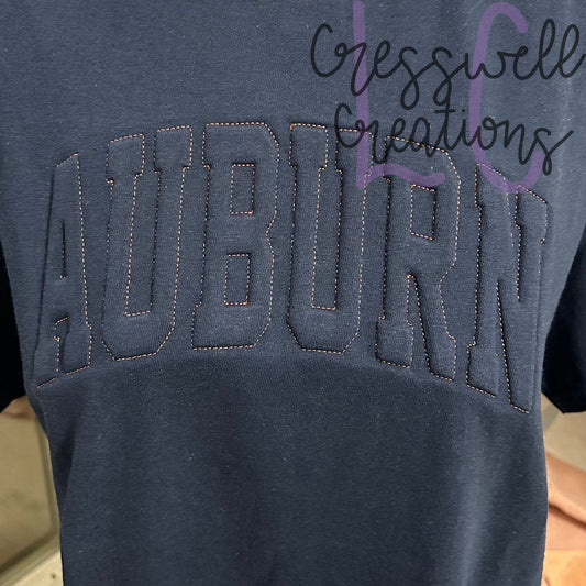 City of Auburn Embossed 3D Puff Machine Embroidery Design