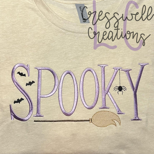 Spooky Bats Broom Spider Machine Embroidery Design