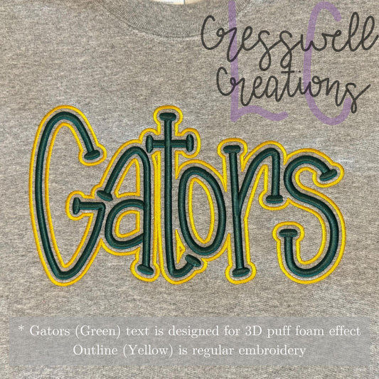 Gators 3D Puff  Machine Embroidery Design