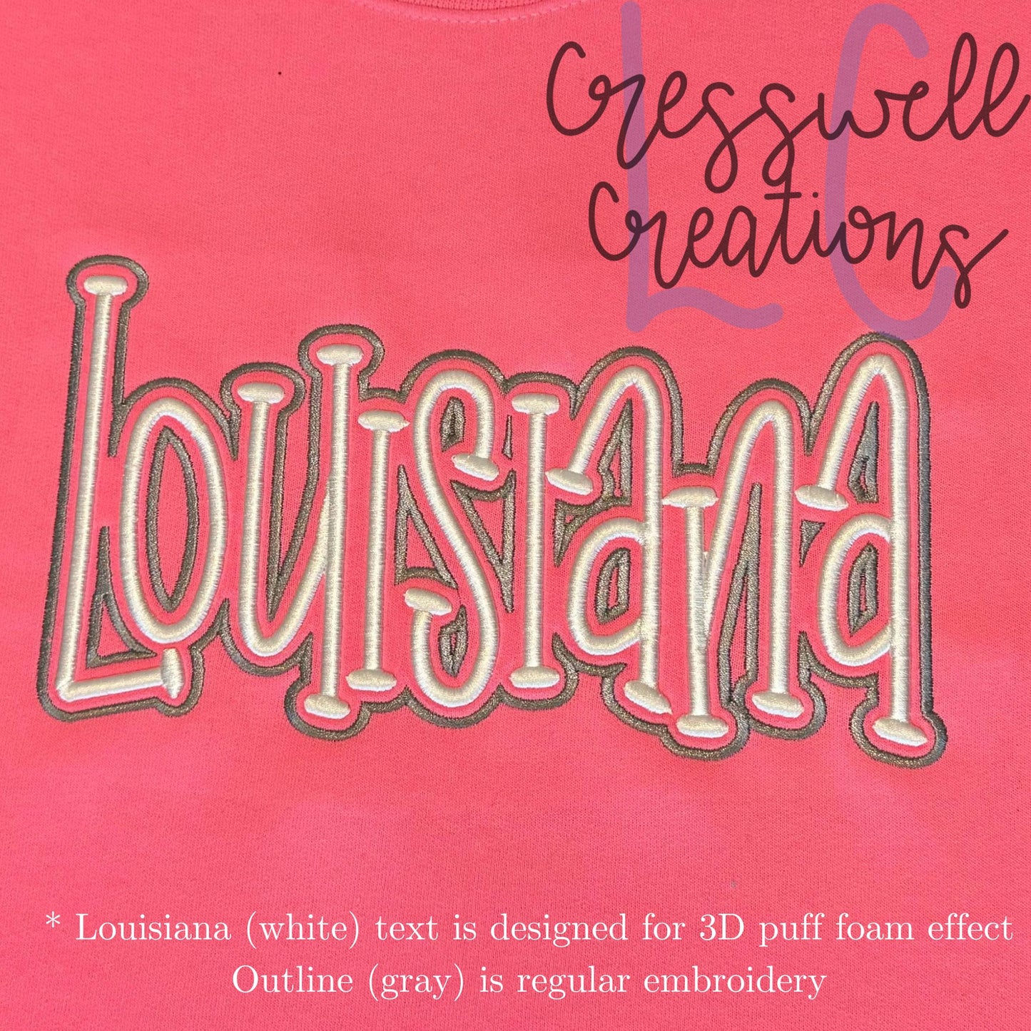 Louisiana 3D Puff  Machine Embroidery Design