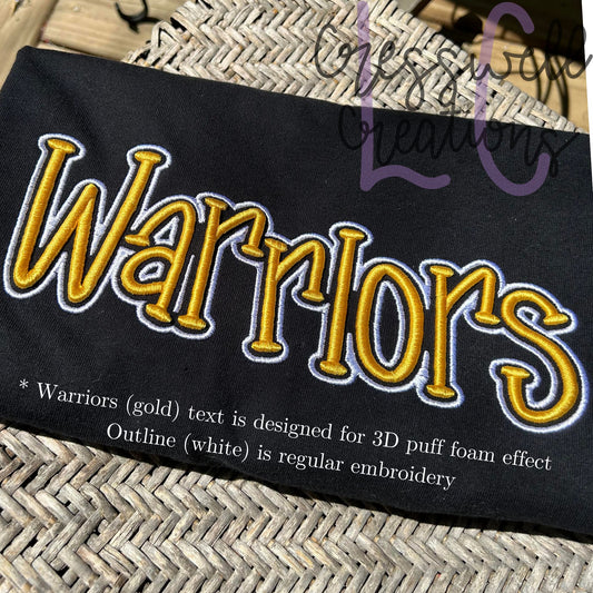 Warriors 3D Puff  Machine Embroidery Design