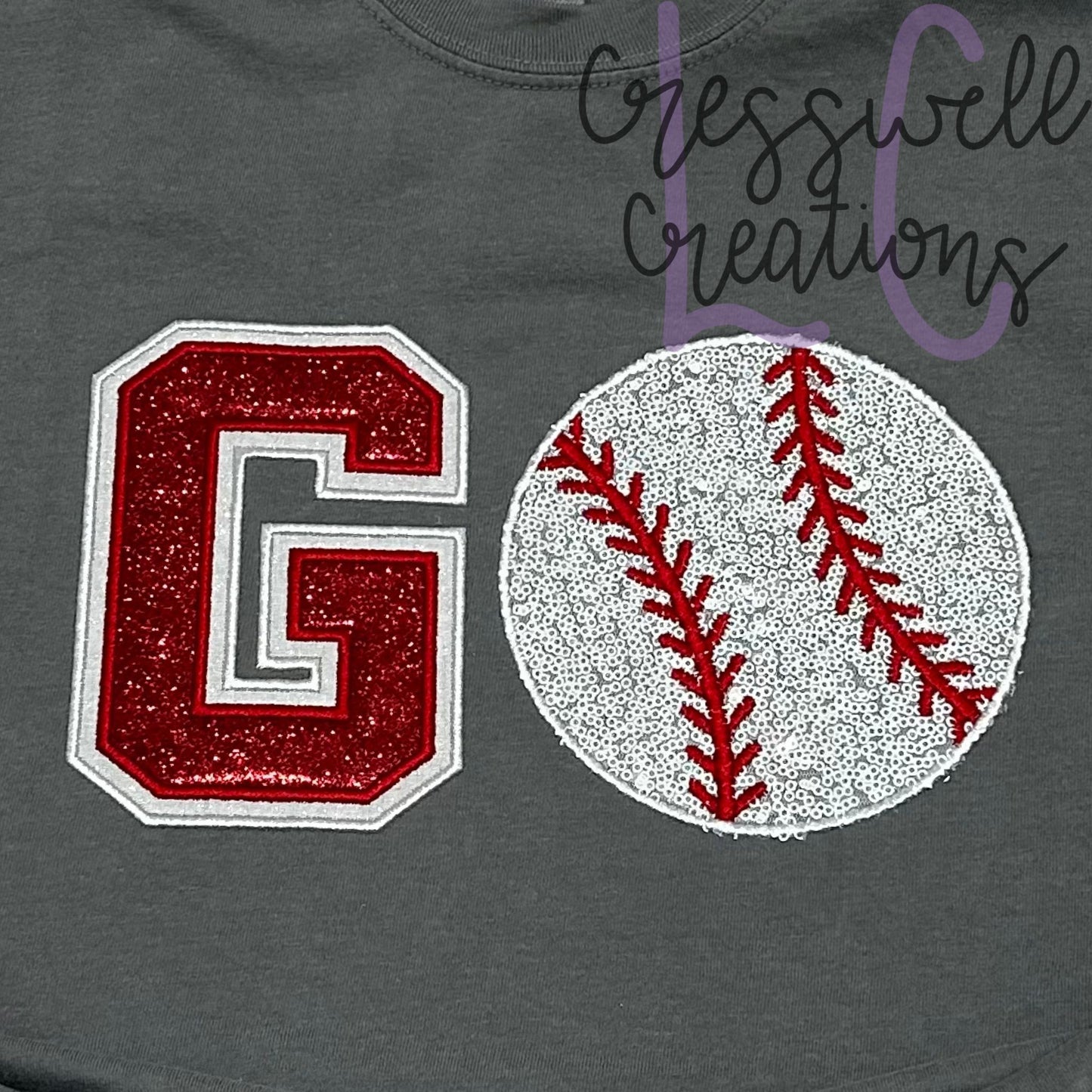 GO Baseball Applique Machine Embroidery Design