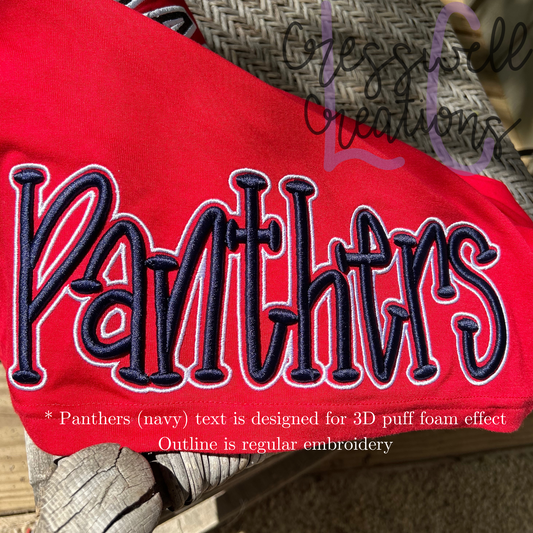 Panthers 3D Puff  Machine Embroidery Design