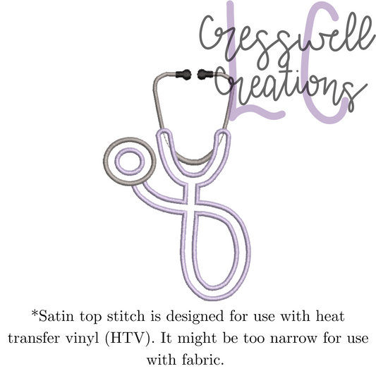 Stethoscope Sleeve Satin Stitch Applique