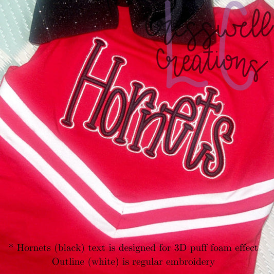 Hornets 3D Puff  Machine Embroidery Design